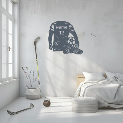 Personalized Football Metal Wall Art  Custom Soccer Player Name Steel Sign  Kids Room Wall Decor  Indoor Outdoor Sport Lover Wall Hanging