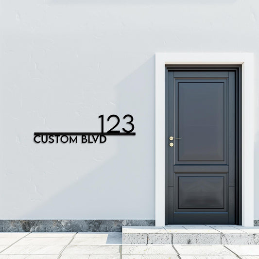 Personalized Metal Address Plaque  Custom House Number & Street Name Wall Sign  Minimalist Steel Front Door Sign  Modern Property Number