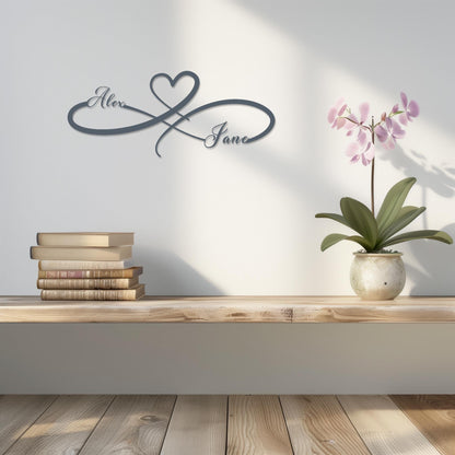 Personalized Family Name Metal Wall Art  Custom Infinity Love Steel Wall Sign  Bedroom Wall Decor  Indoor & Outdoor Modern Wall Hanging