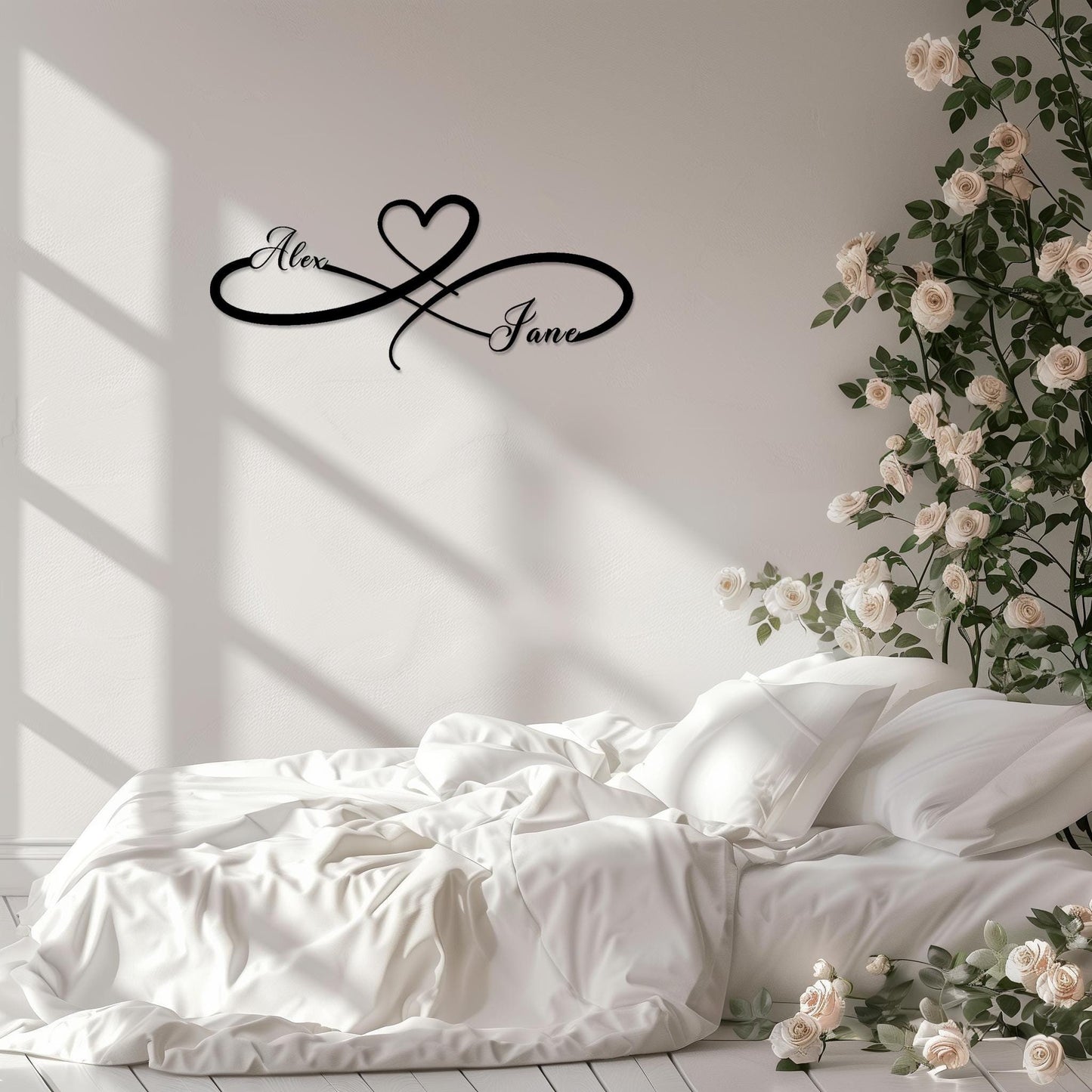 Personalized Family Name Metal Wall Art  Custom Infinity Love Steel Wall Sign  Bedroom Wall Decor  Indoor & Outdoor Modern Wall Hanging