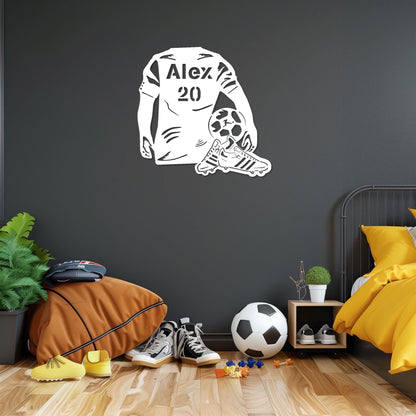 Personalized Football Metal Wall Art  Custom Soccer Player Name Steel Sign  Kids Room Wall Decor  Indoor Outdoor Sport Lover Wall Hanging