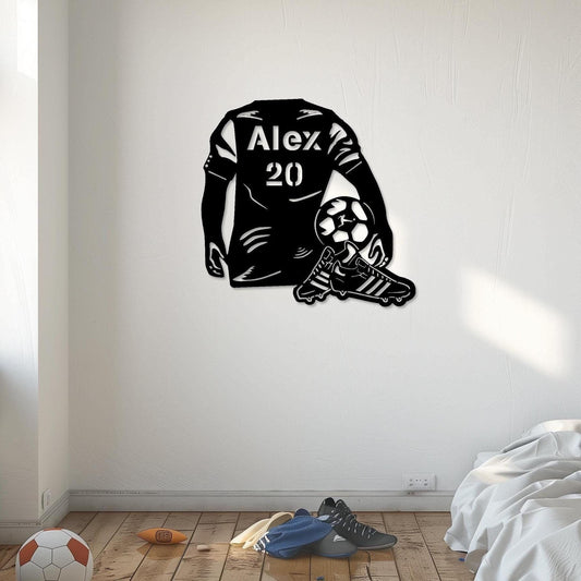 Personalized Football Metal Wall Art  Custom Soccer Player Name Steel Sign  Kids Room Wall Decor  Indoor Outdoor Sport Lover Wall Hanging