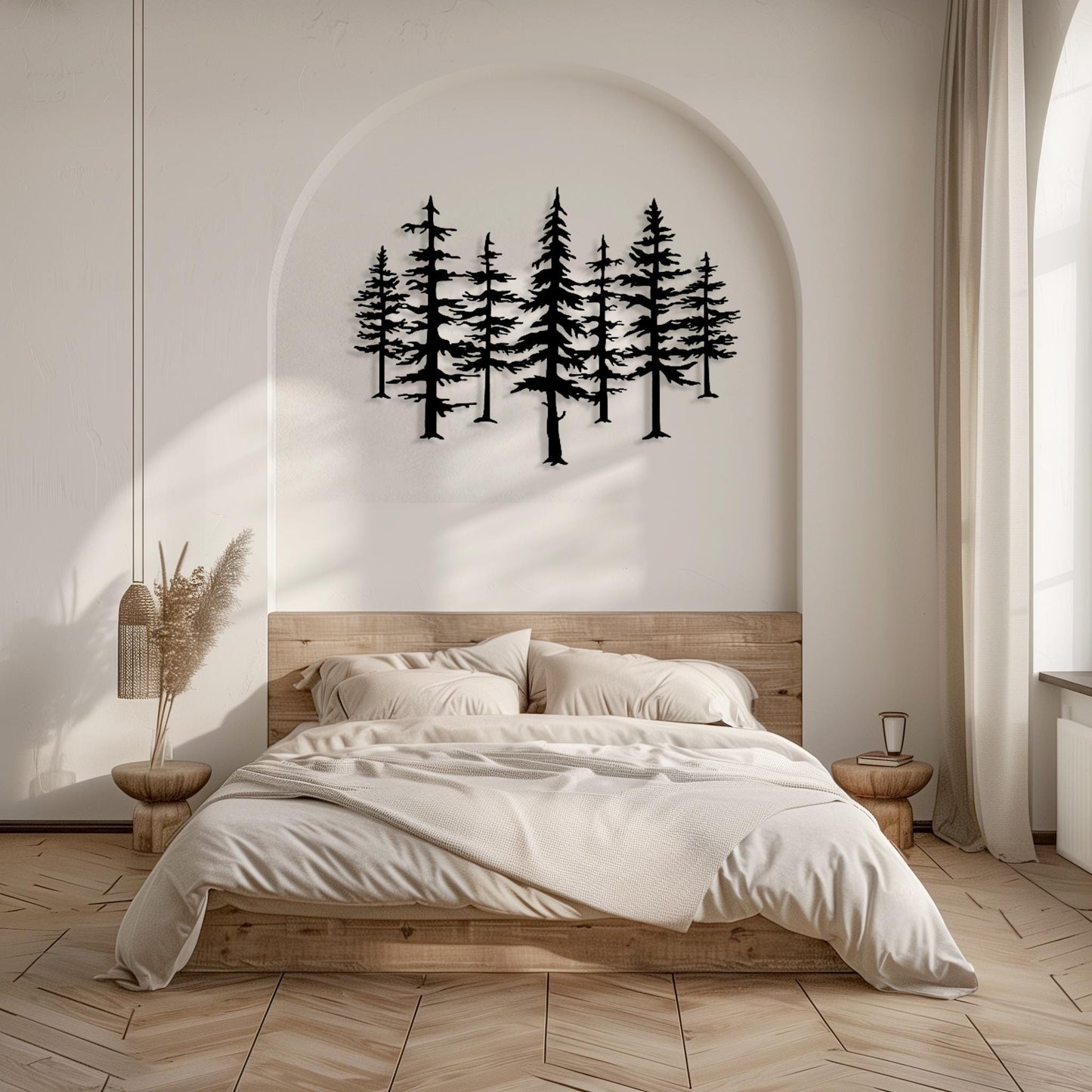 Set Of 7 Trees Metal Wall Art  Tree Sculpture Steel Sign  Decorative Wall Hanging  Modern Interior Decoration  Contemporary Forest Decor