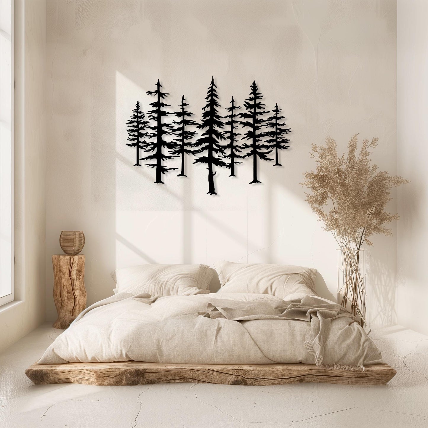 Set Of 7 Trees Metal Wall Art  Tree Sculpture Steel Sign  Decorative Wall Hanging  Modern Interior Decoration  Contemporary Forest Decor