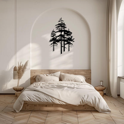 Set Of 4 Trees Metal Wall Art  Tree Sculpture Steel Sign  Decorative Wall Hanging  Modern Interior Decoration  Contemporary Forest Decor