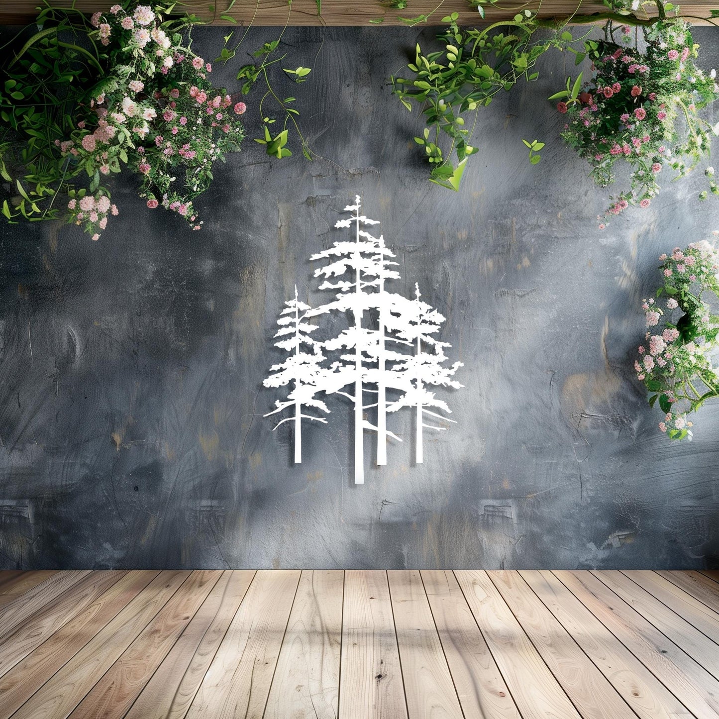 Set Of 4 Trees Metal Wall Art  Tree Sculpture Steel Sign  Decorative Wall Hanging  Modern Interior Decoration  Contemporary Forest Decor