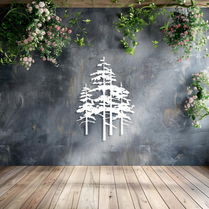 Set Of 4 Trees Metal Wall Art  Tree Sculpture Steel Sign  Decorative Wall Hanging  Modern Interior Decoration  Contemporary Forest Decor