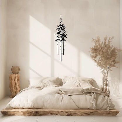 Set Of 3 Tall Trees Metal Wall Art  Forest Sculpture Steel Sign  Decorative Nature Wall Hanging  Contemporary Modern Interior Decoration