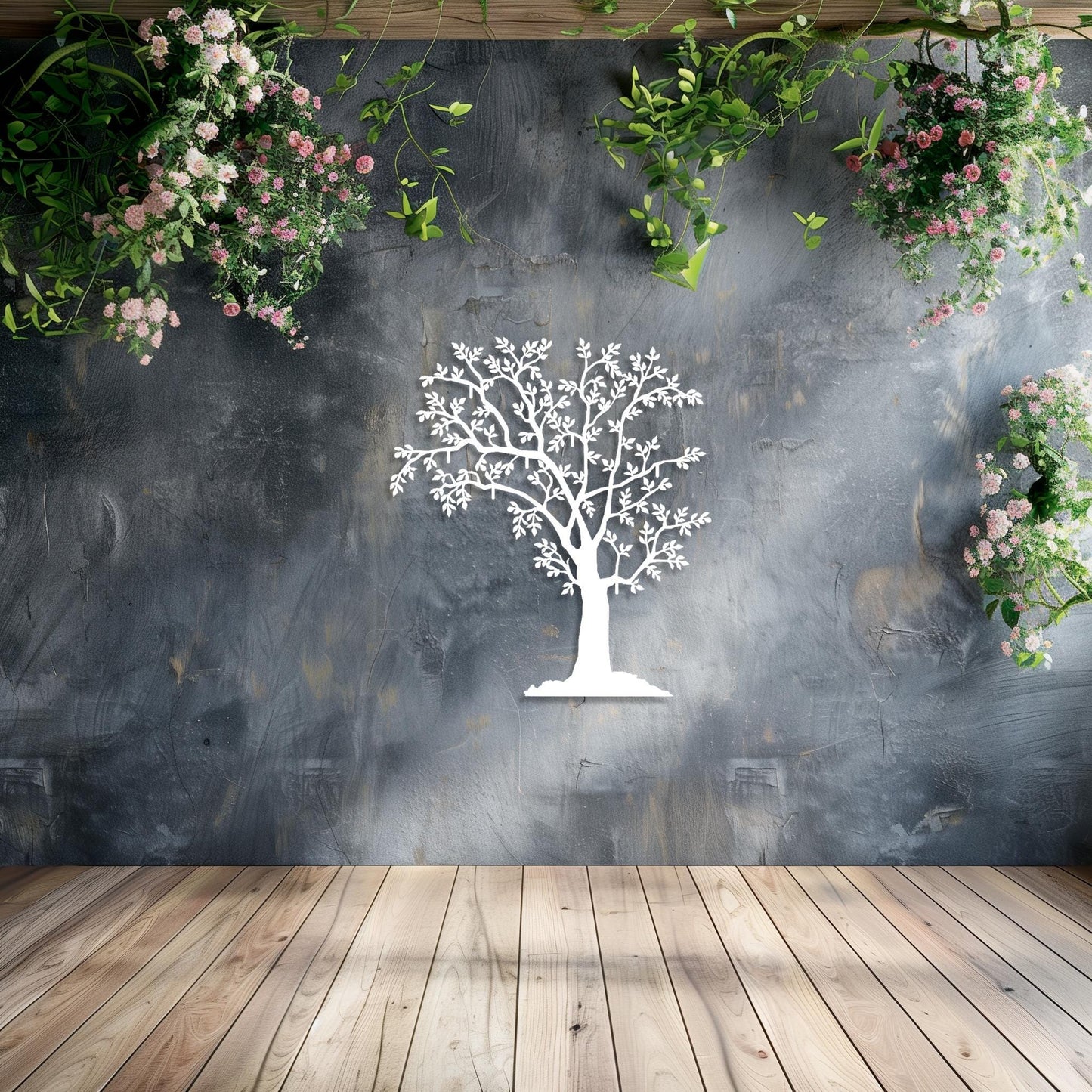 Tree With Leaves Metal Wall Art  Tree Sculpture Steel Sign  Decorative Nature Wall Hanging  Contemporary Modern Forest Interior Decor