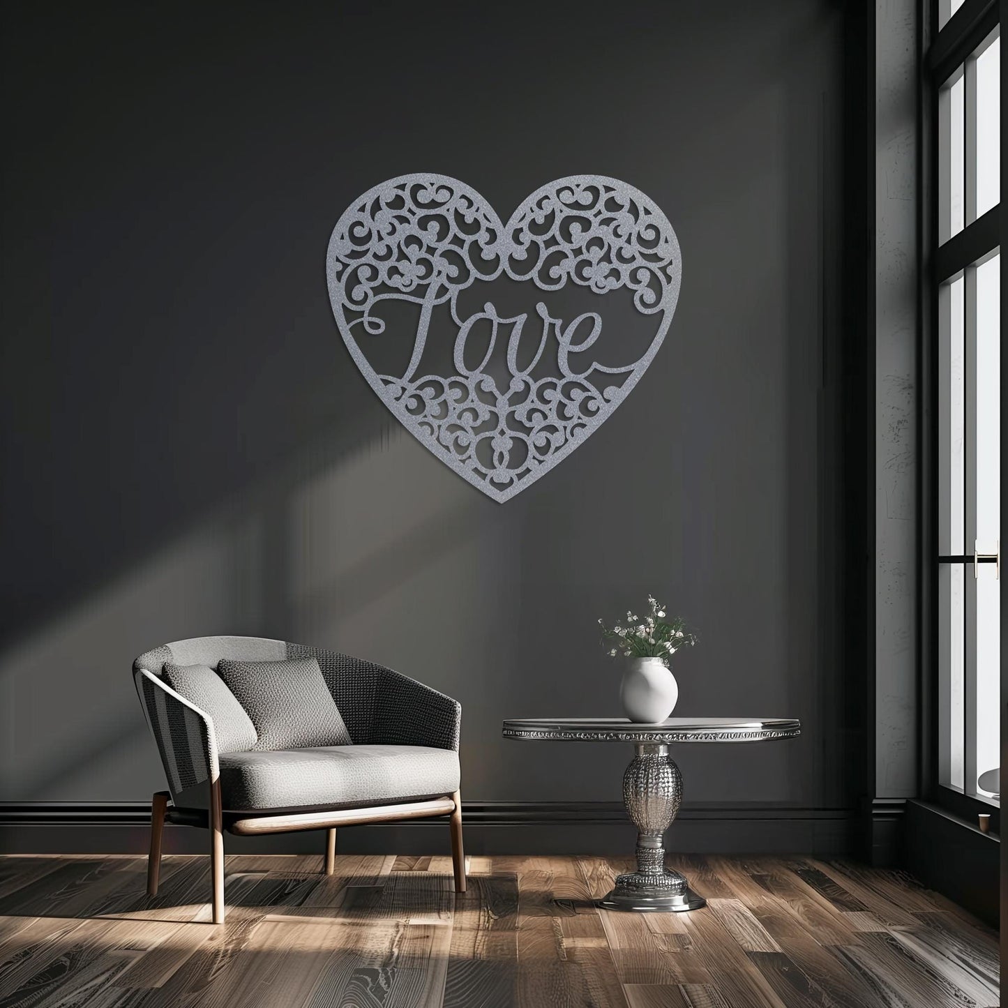 Love Metal Wall Art • Heart Steel Wall Sign • Extra Large Bedroom Wall Decor • Indoor Outdoor Modern Wall Hanging • Gift Ideas For Couple