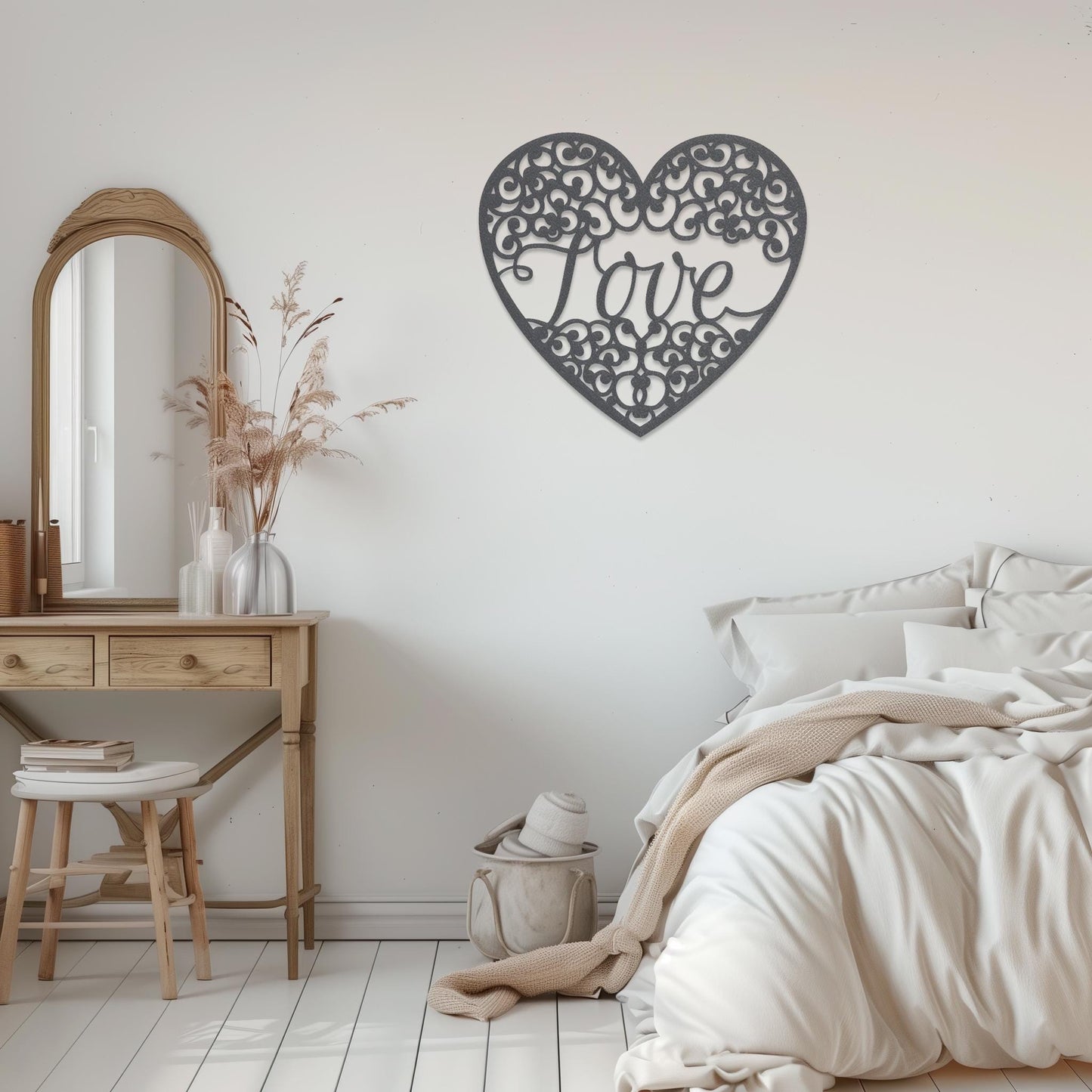 Love Metal Wall Art • Heart Steel Wall Sign • Extra Large Bedroom Wall Decor • Indoor Outdoor Modern Wall Hanging • Gift Ideas For Couple