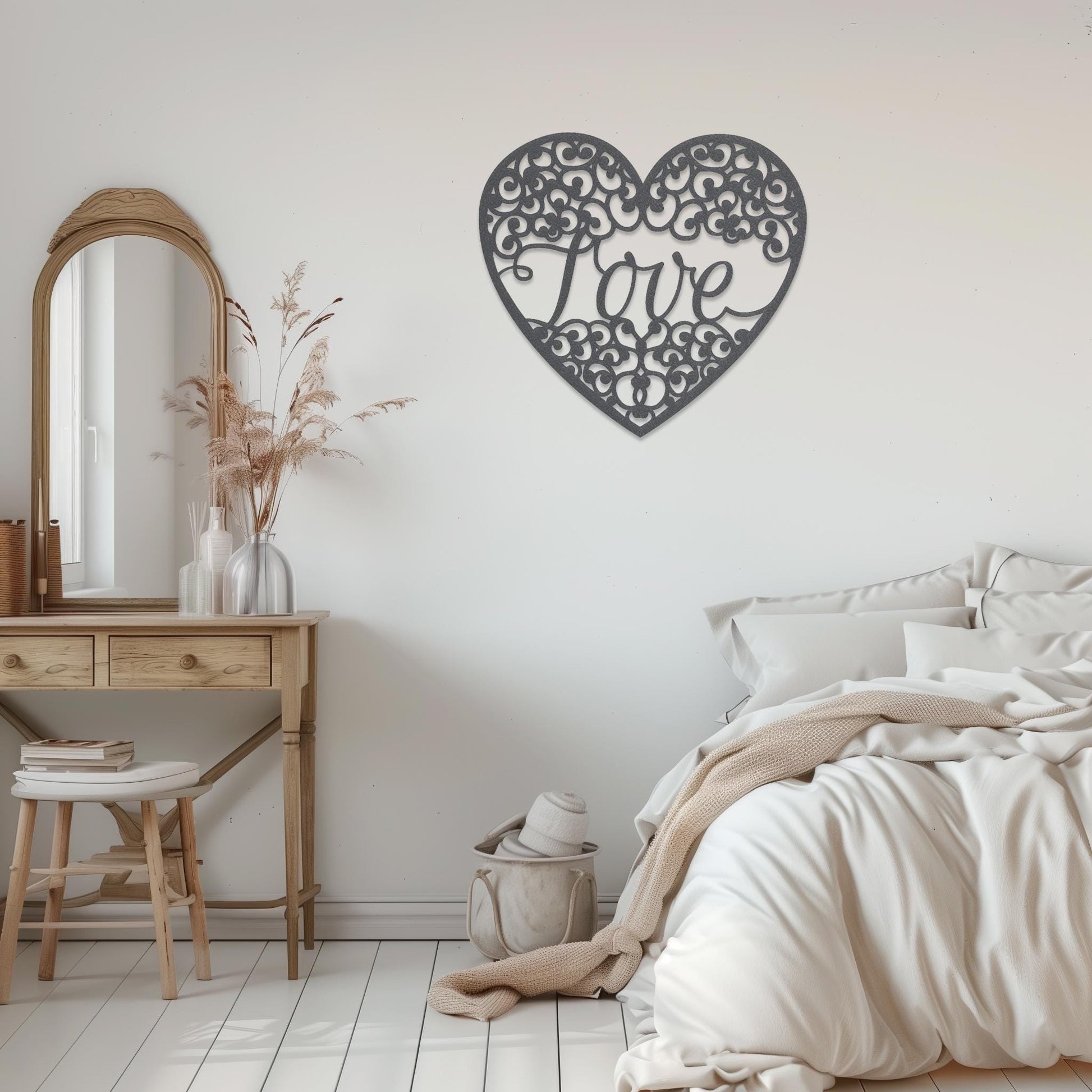 Love Metal Wall Art • Heart Steel Wall Sign • Extra Large Bedroom Wall Decor • Indoor Outdoor Modern Wall Hanging • Gift Ideas For Couple