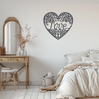 Love Metal Wall Art • Heart Steel Wall Sign • Extra Large Bedroom Wall Decor • Indoor Outdoor Modern Wall Hanging • Gift Ideas For Couple