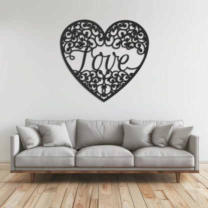 Love Metal Wall Art • Heart Steel Wall Sign • Extra Large Bedroom Wall Decor • Indoor Outdoor Modern Wall Hanging • Gift Ideas For Couple