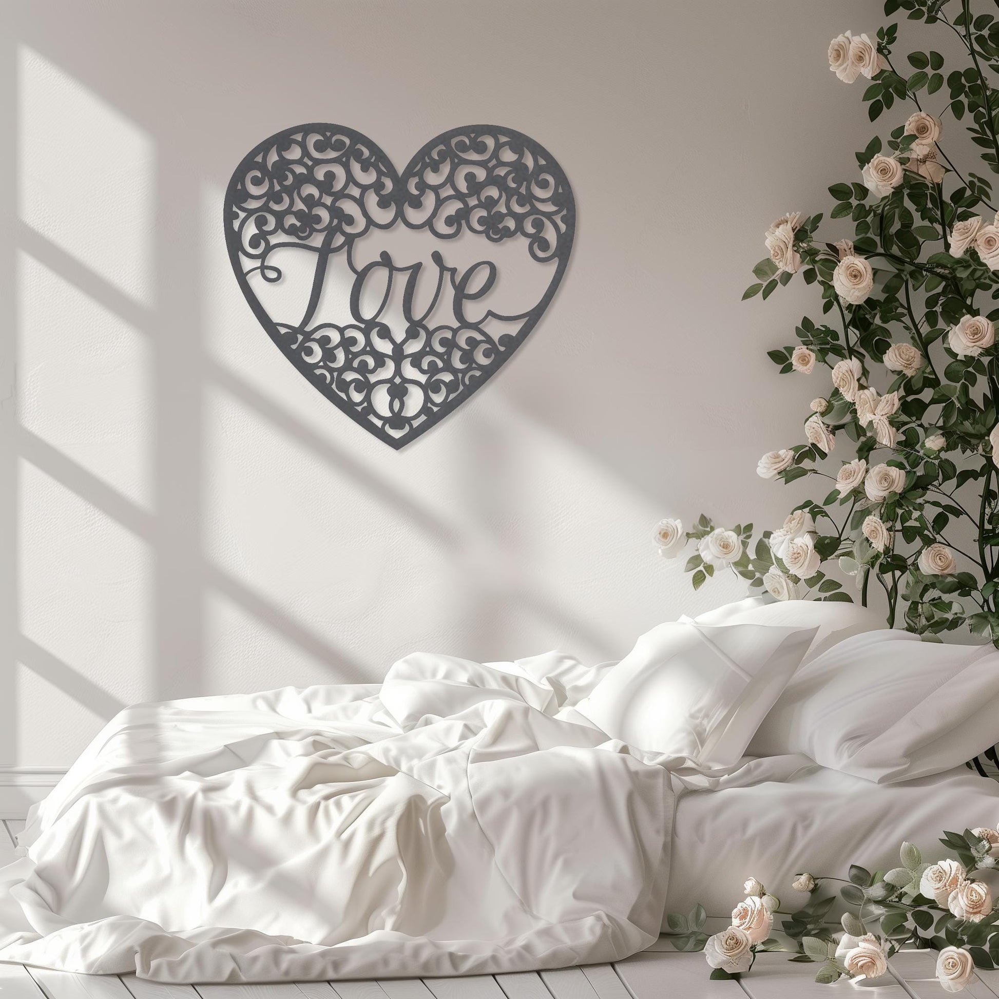 Love Metal Wall Art • Heart Steel Wall Sign • Extra Large Bedroom Wall Decor • Indoor Outdoor Modern Wall Hanging • Gift Ideas For Couple