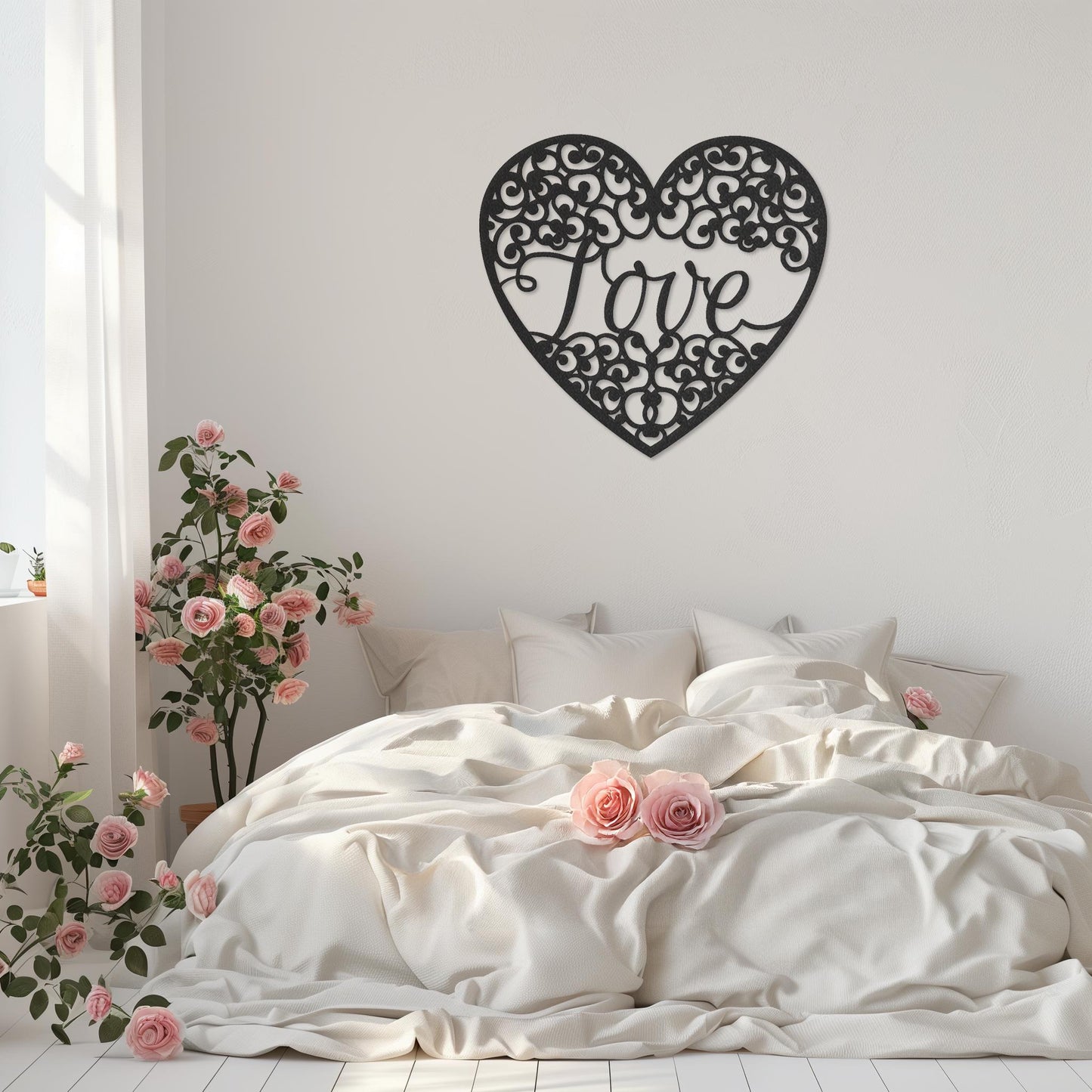 Love Metal Wall Art • Heart Steel Wall Sign • Extra Large Bedroom Wall Decor • Indoor Outdoor Modern Wall Hanging • Gift Ideas For Couple