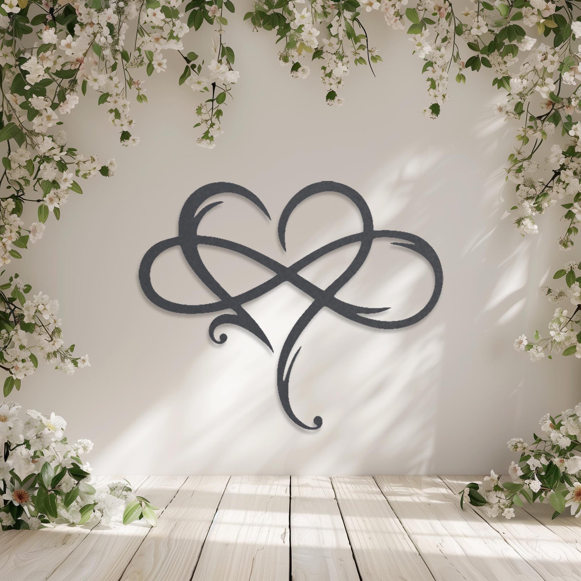 Infinity Love Metal Wall Art • Heart Steel Sign • Contemporary Bedroom Wall Decor • Couple Gift Idea Wall Hanging • Valentines Day Present