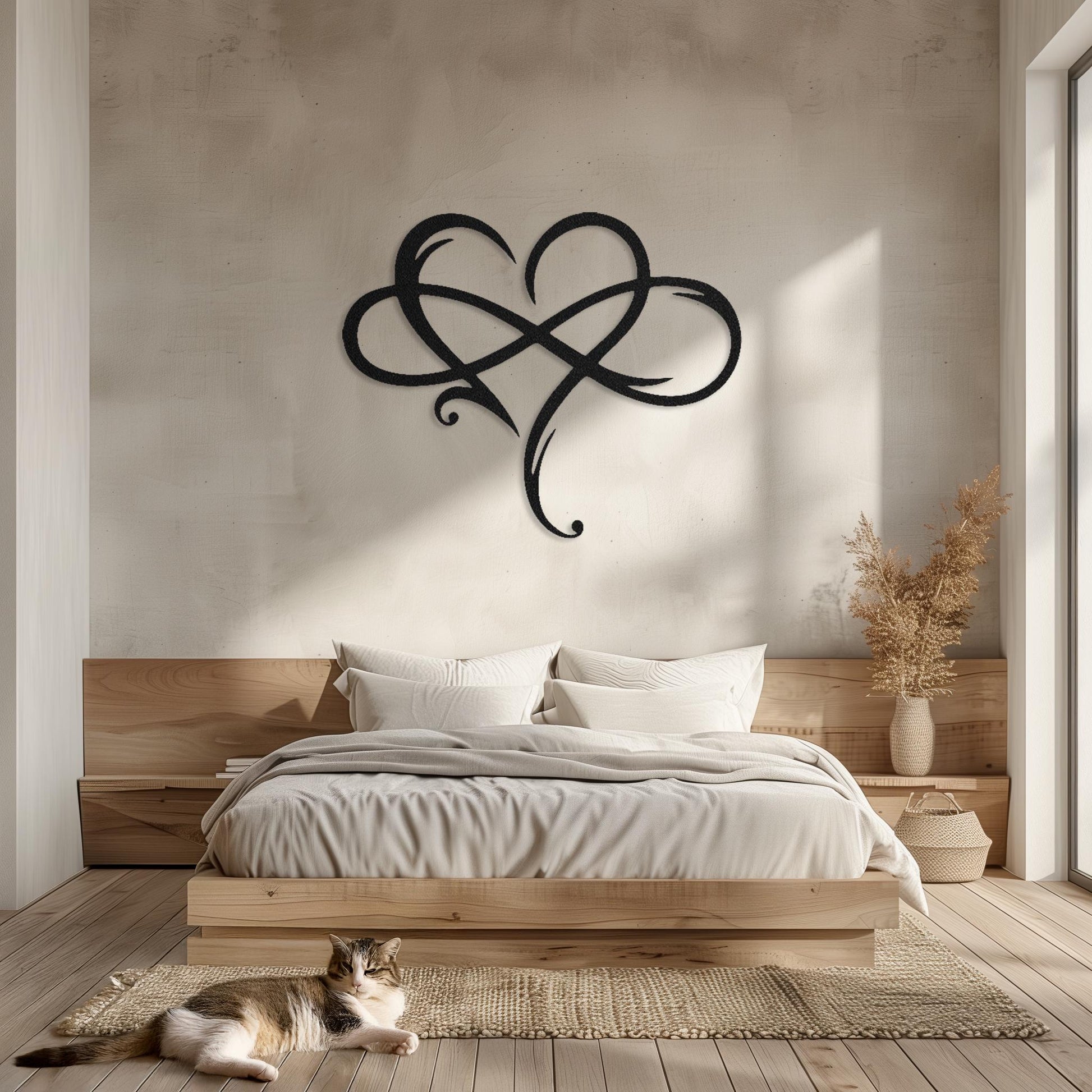 Infinity Love Metal Wall Art • Heart Steel Sign • Contemporary Bedroom Wall Decor • Couple Gift Idea Wall Hanging • Valentines Day Present
