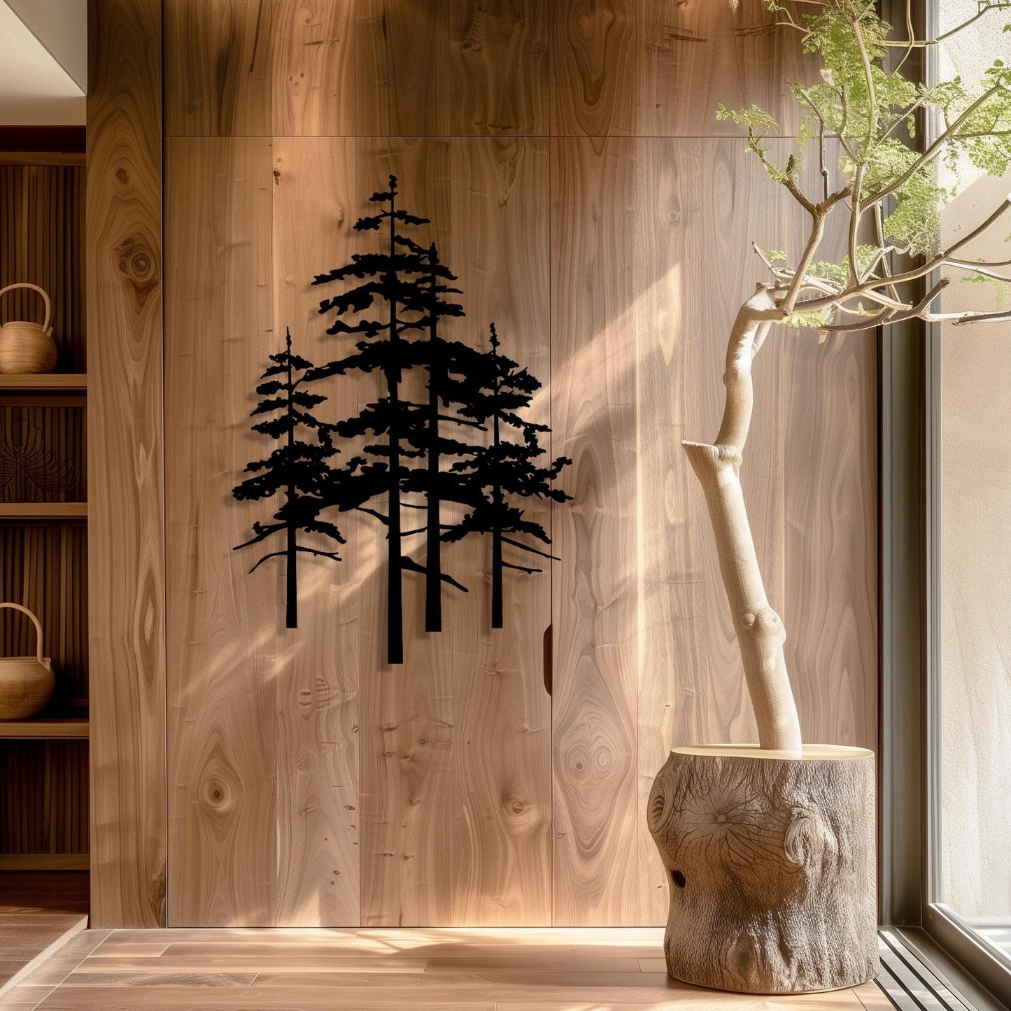Set Of 4 Trees Metal Wall Art  Tree Sculpture Steel Sign  Decorative Wall Hanging  Modern Interior Decoration  Contemporary Forest Decor