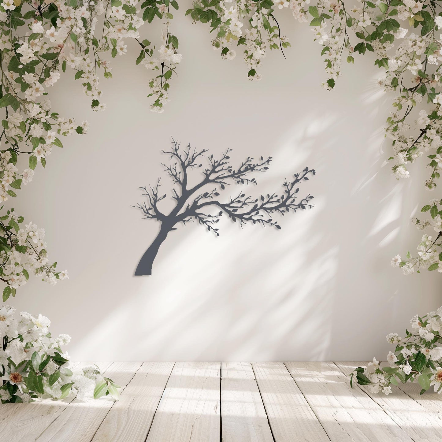Tree With Leaves Metal Wall Art  Tree Sculpture Steel Sign  Decorative Nature Wall Hanging  Contemporary Modern Forest Interior Decor