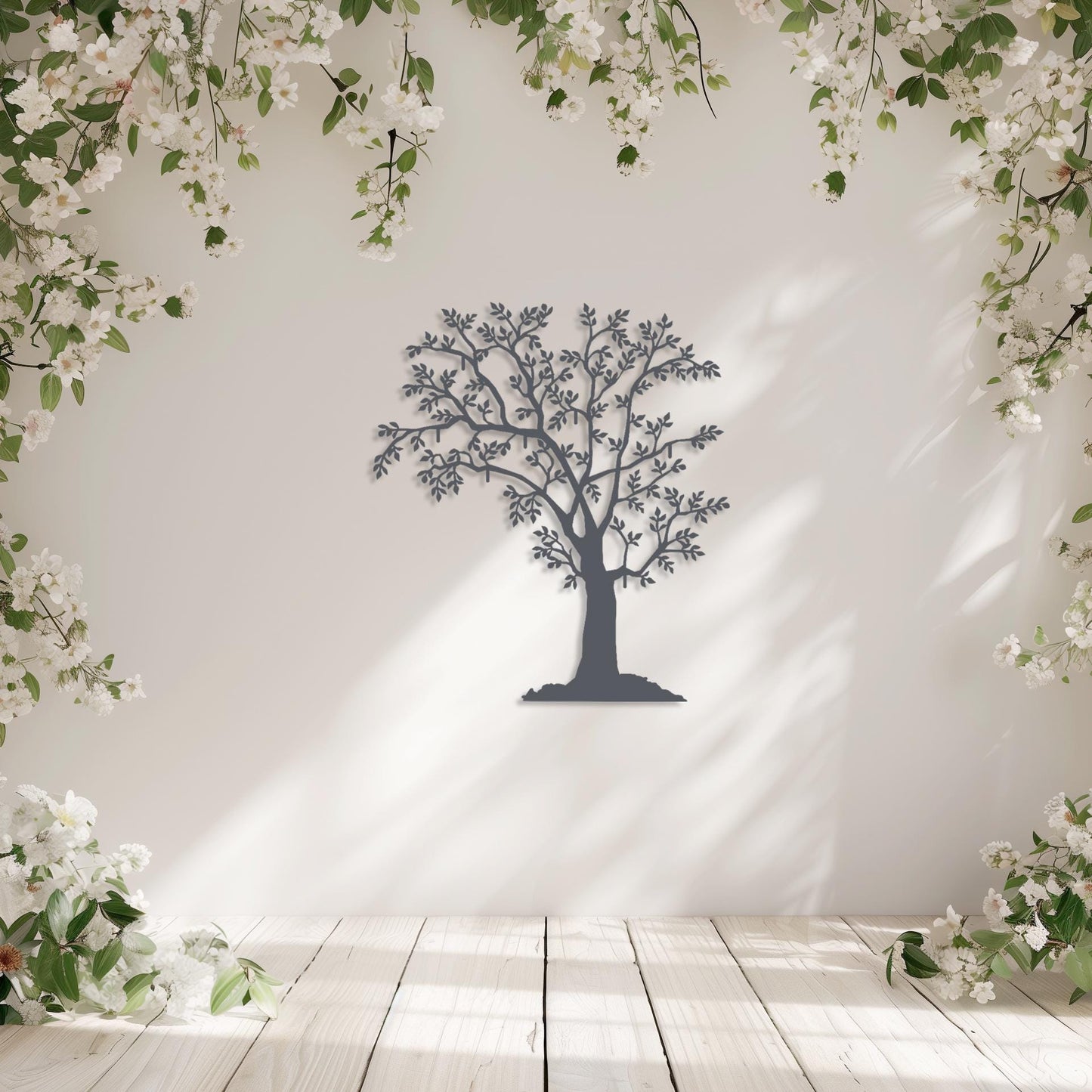 Tree With Leaves Metal Wall Art  Tree Sculpture Steel Sign  Decorative Nature Wall Hanging  Contemporary Modern Forest Interior Decor