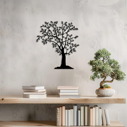 Tree With Leaves Metal Wall Art  Tree Sculpture Steel Sign  Decorative Nature Wall Hanging  Contemporary Modern Forest Interior Decor