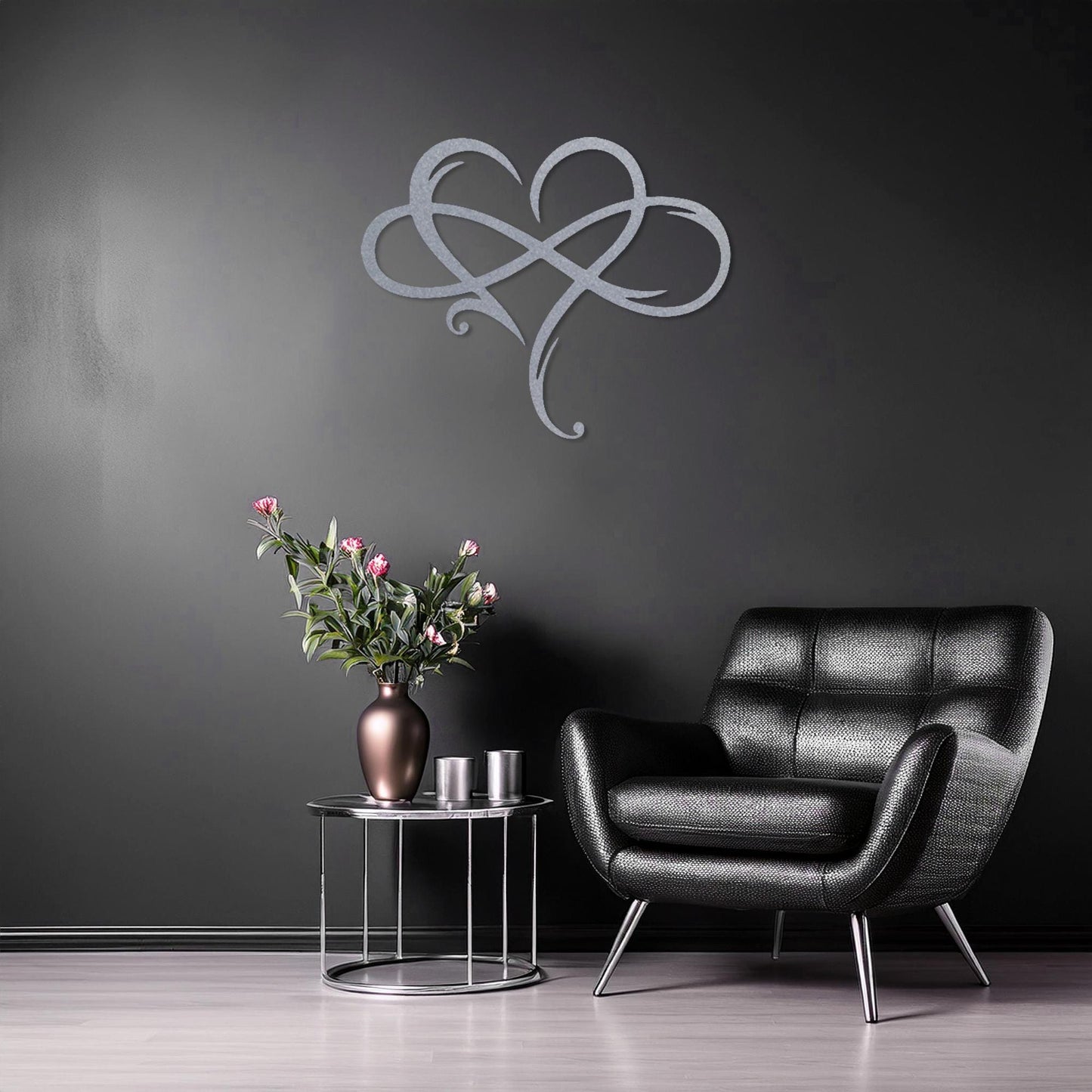 Infinity Love Metal Wall Art • Heart Steel Sign • Contemporary Bedroom Wall Decor • Couple Gift Idea Wall Hanging • Valentines Day Present