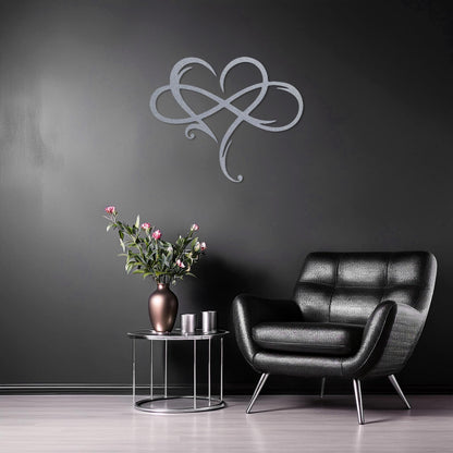 Infinity Love Metal Wall Art • Heart Steel Sign • Contemporary Bedroom Wall Decor • Couple Gift Idea Wall Hanging • Valentines Day Present