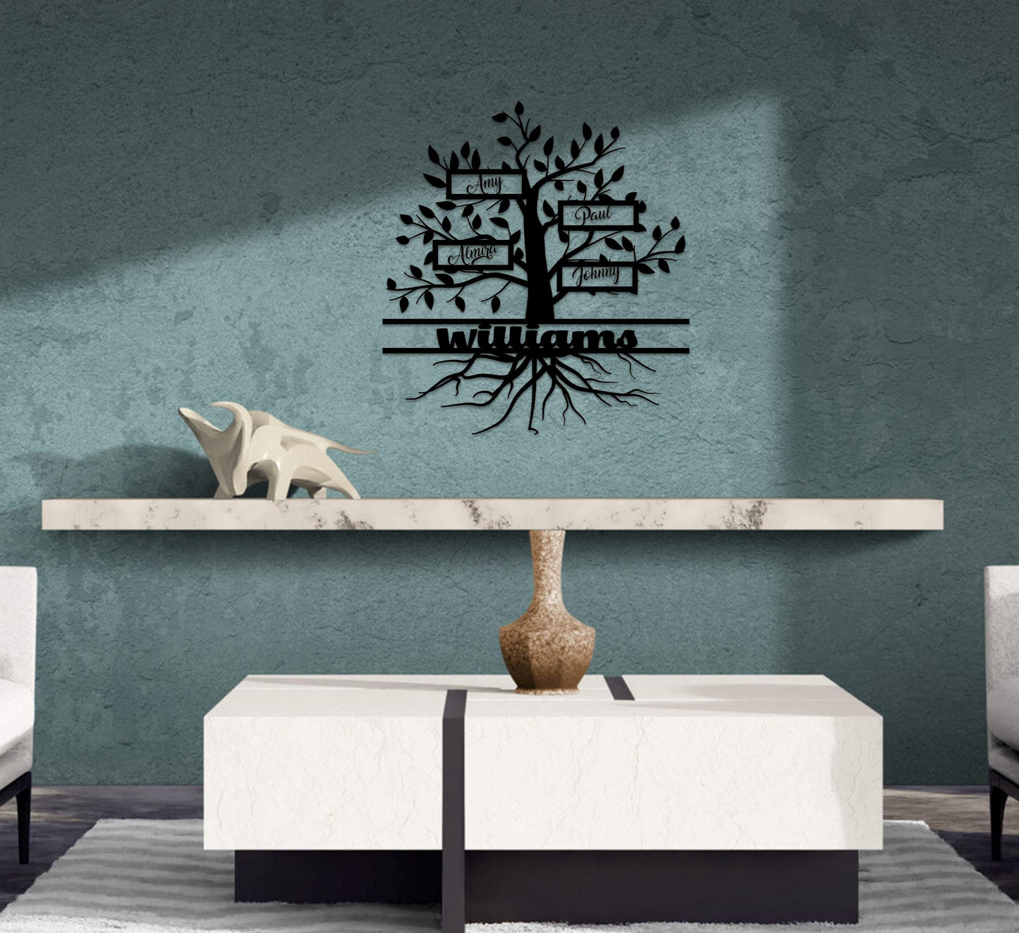 Gold Metal Family Tree Name Sign, Large Metal Wall Art,  Customized Home Decoration,  Wedding Gift, Personalized Unique Gifts