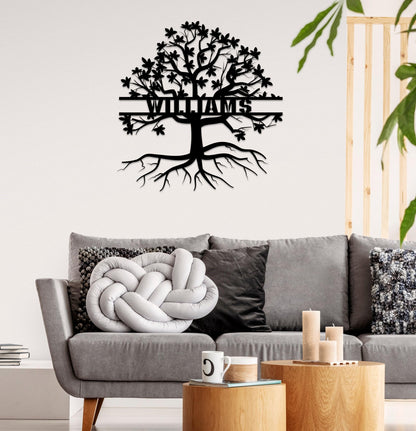 Personalized Family Name Metal Sign, Custom Wedding-Anniversary Gift, Last Name Plaque, Family Pictures Title, Tree of Life, Metal Wall Art