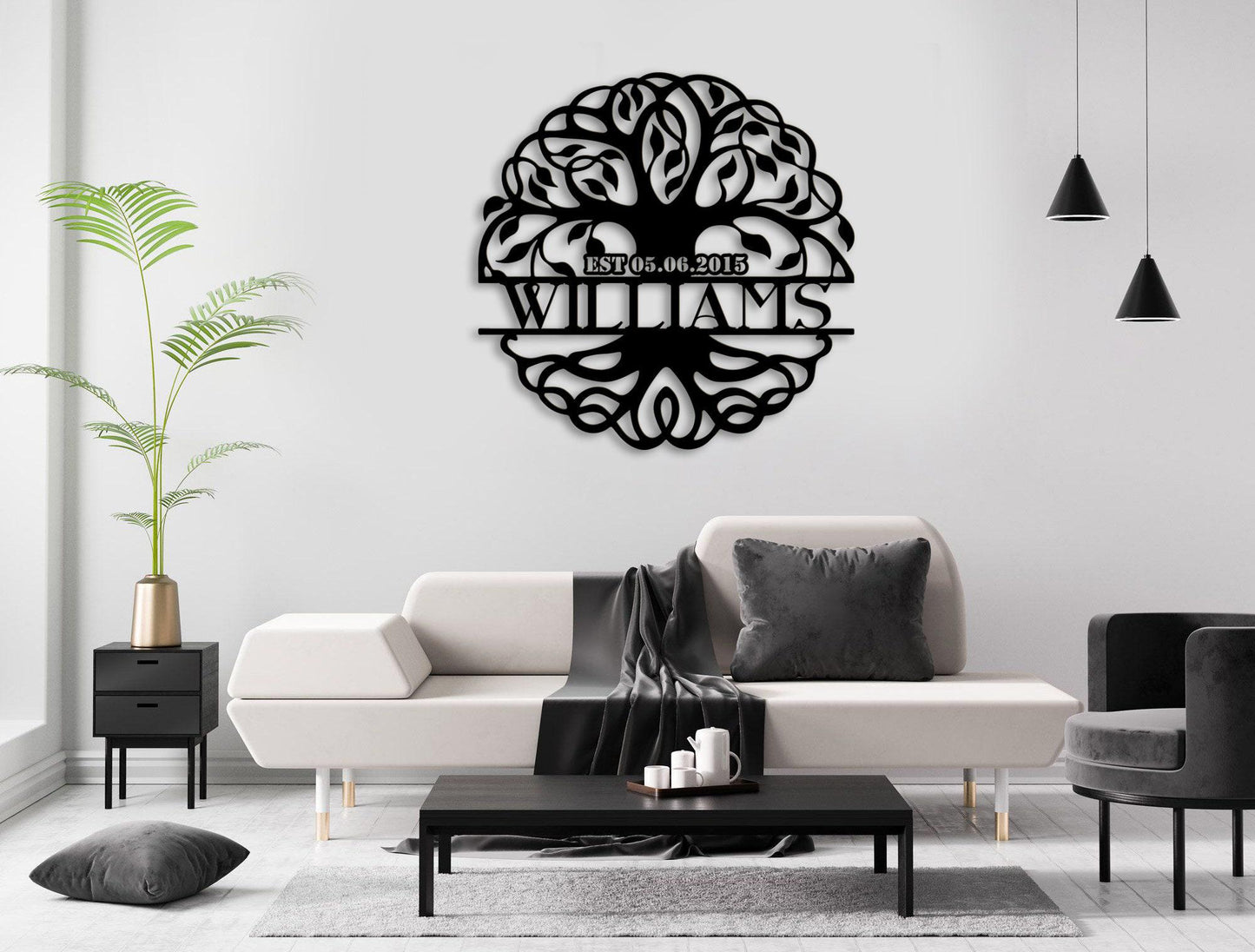 Custom Last Name Metal Sign, Tree of Life Monogram, Personalized Family Name Sign, Outdoor Decor,  Wedding Anniversary Gift