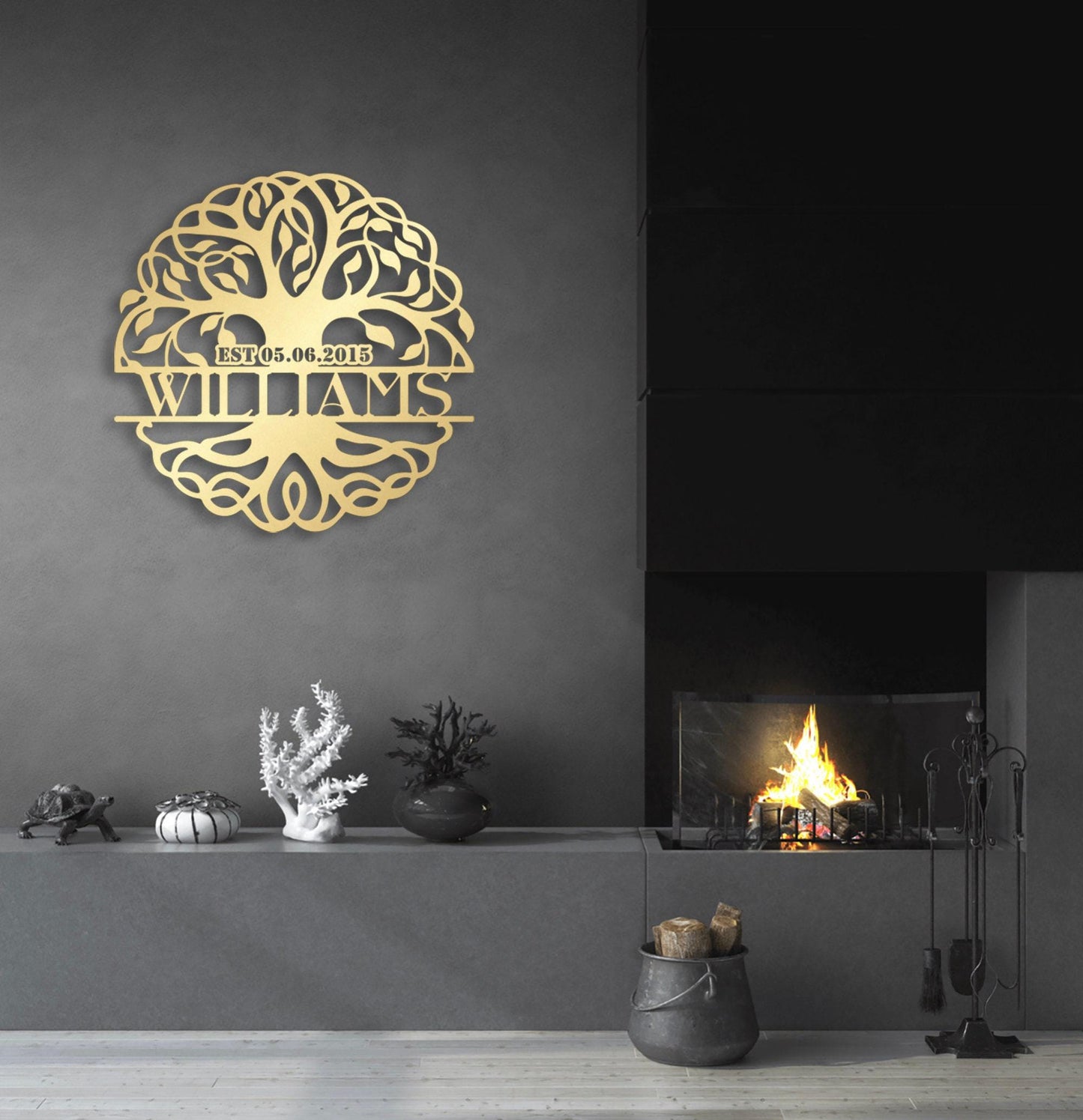 Custom Last Name Metal Sign, Tree of Life Monogram, Personalized Family Name Sign, Outdoor Decor,  Wedding Anniversary Gift