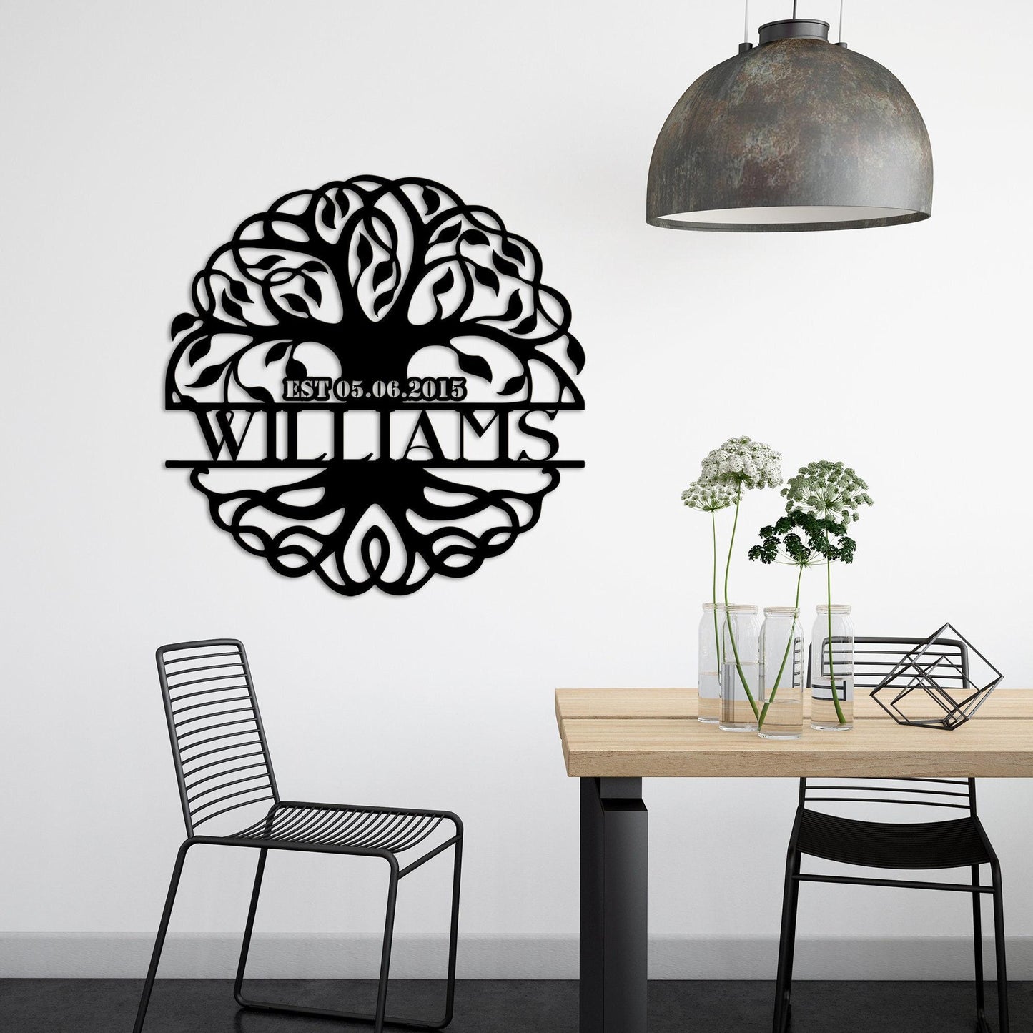 Custom Last Name Metal Sign, Tree of Life Monogram, Personalized Family Name Sign, Outdoor Decor,  Wedding Anniversary Gift