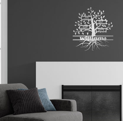 Gold Metal Family Tree Name Sign, Large Metal Wall Art,  Customized Home Decoration,  Wedding Gift, Personalized Unique Gifts