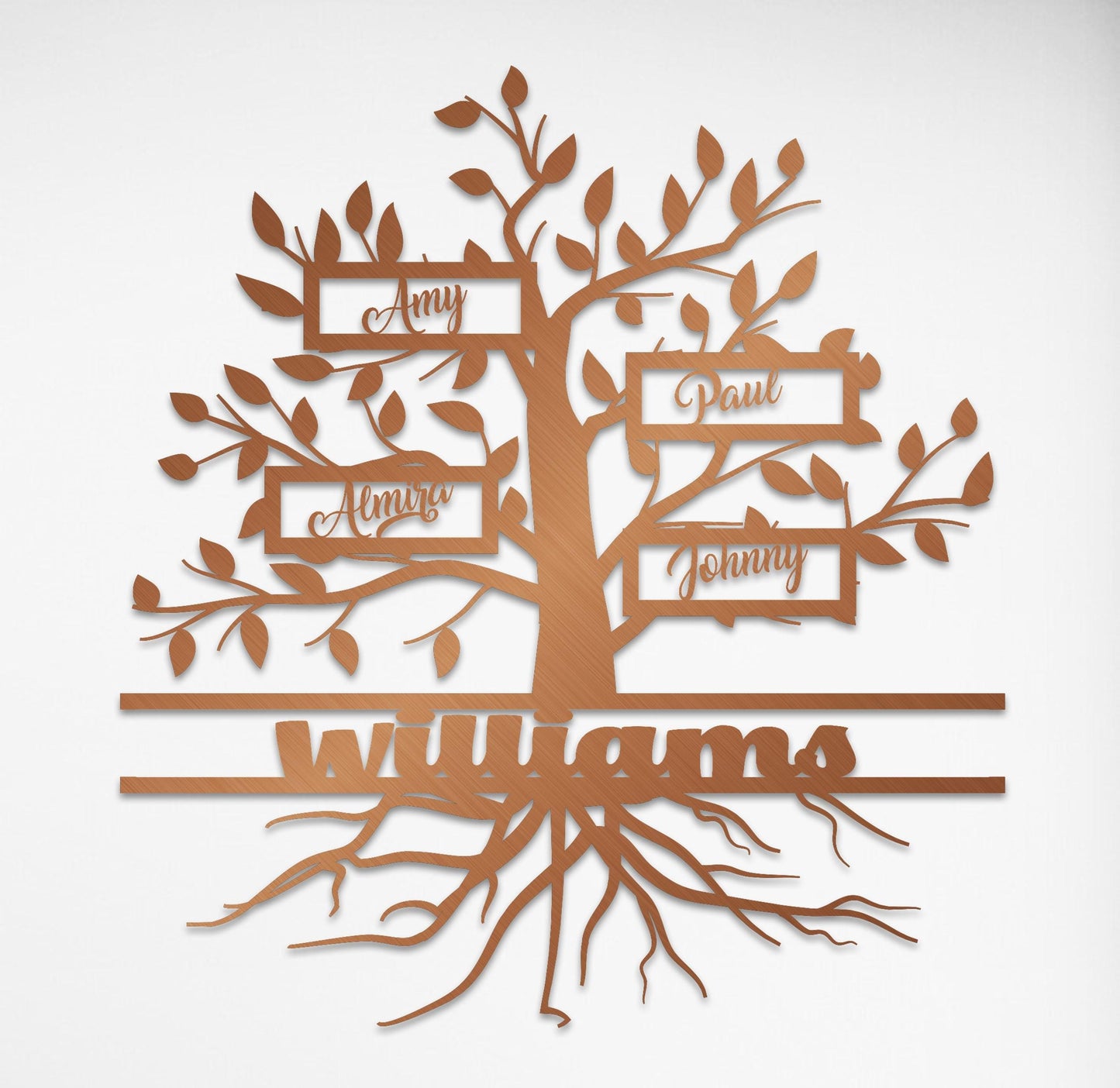 Gold Metal Family Tree Name Sign, Large Metal Wall Art,  Customized Home Decoration,  Wedding Gift, Personalized Unique Gifts