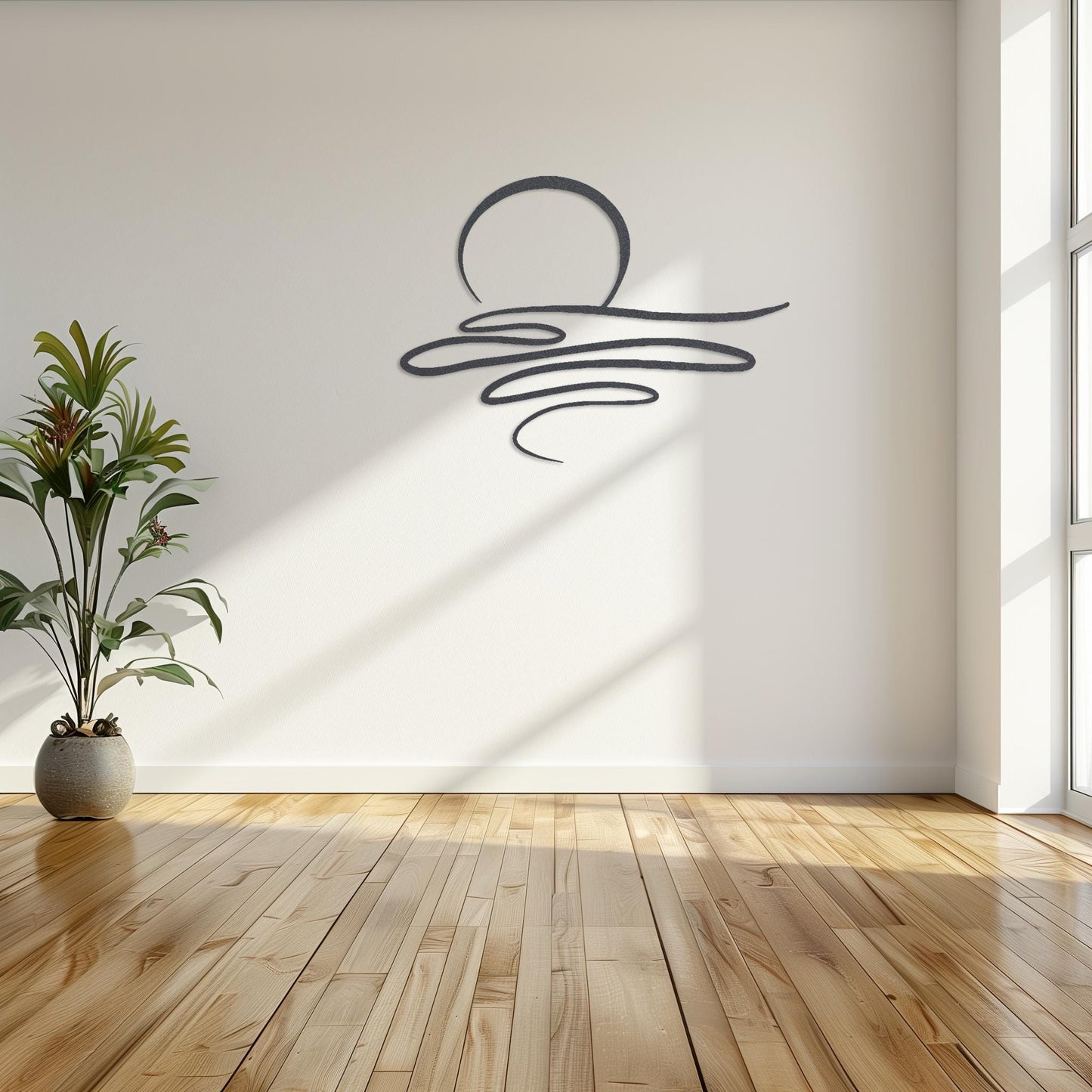 Decorative Sun Metal Wall Art  Sun Sculpture Steel Sign  Sunrise Wall Hanging  Minimalist One Line Art Decor  Modern Sunset Decoration