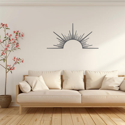 Decorative Sun Metal Wall Art  Sun Sculpture Steel Sign  Sunrise Wall Hanging  Minimalist One Line Art Decor  Modern Sunset Decoration