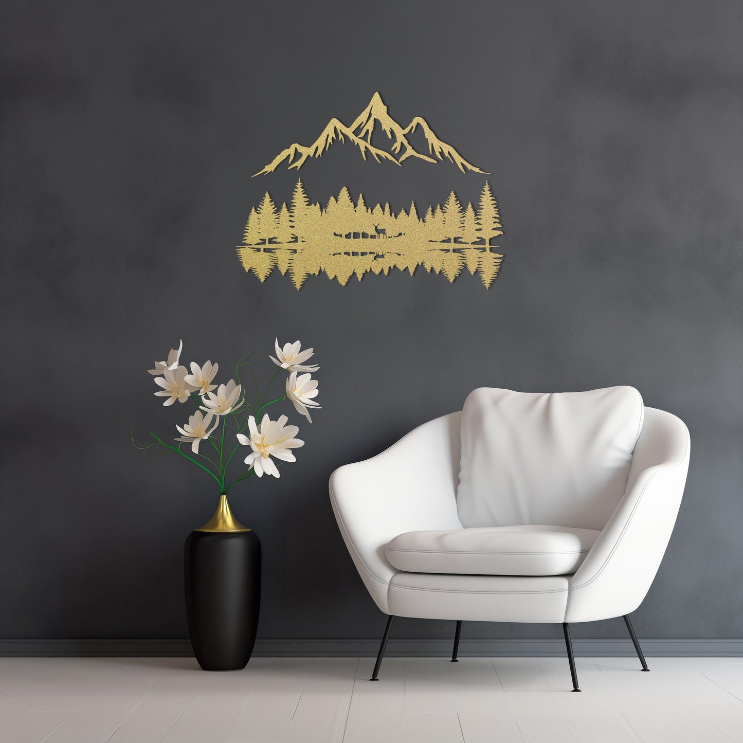 Personalized Trees And Mountains Metal Wall Art  Extra Large Custom Forest Steel Sign  Nature Wall Decor  Modern Home Interior Decoration