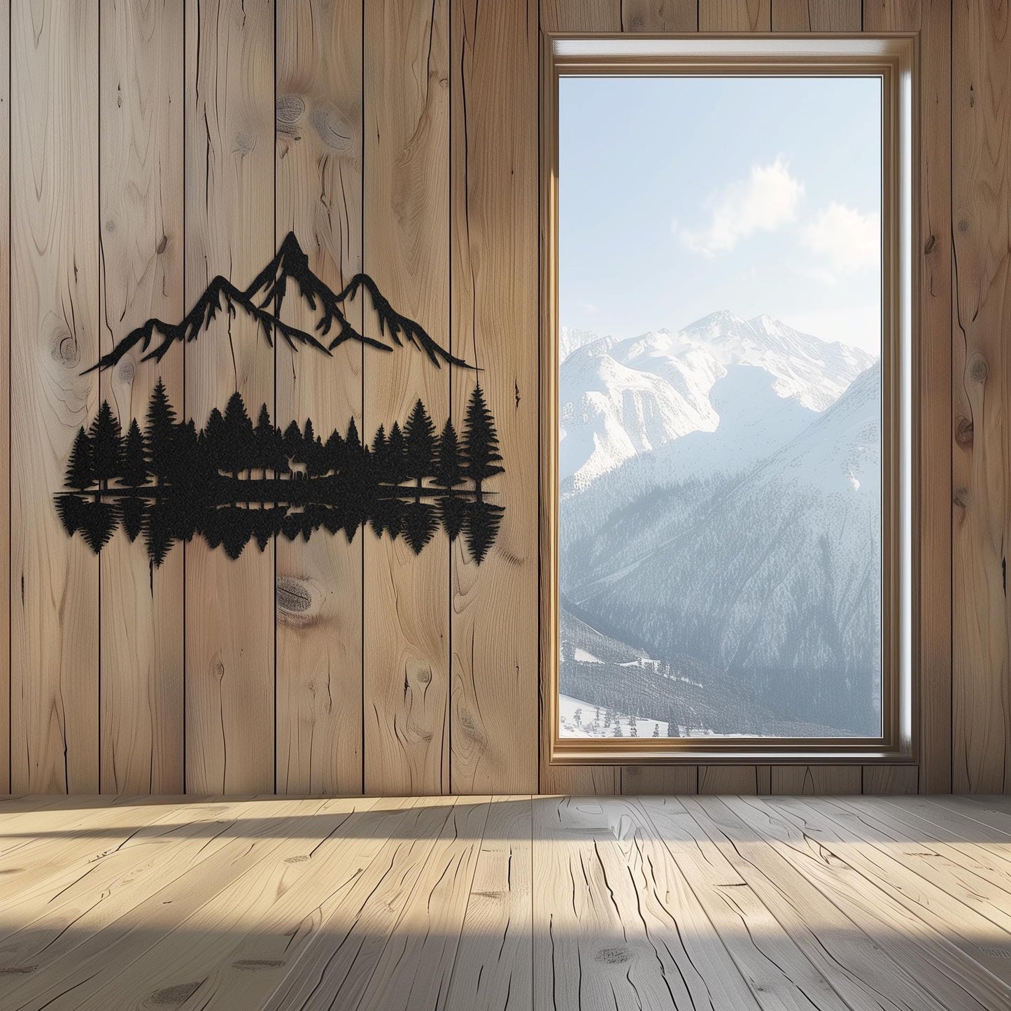 Personalized Trees And Mountains Metal Wall Art  Extra Large Custom Forest Steel Sign  Nature Wall Decor  Modern Home Interior Decoration