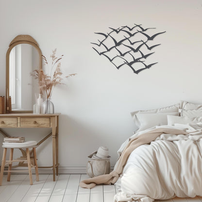 Flying Birds Steel Wall Art  Flock Of Birds Decor  Decorative Seagull Metal Sign  Wall Hanging Sculpture  Indoor & Outdoor Decoration
