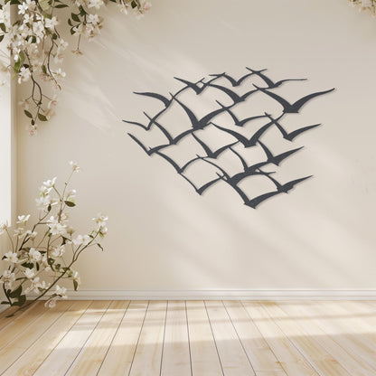 Flying Birds Steel Wall Art  Flock Of Birds Decor  Decorative Seagull Metal Sign  Wall Hanging Sculpture  Indoor & Outdoor Decoration