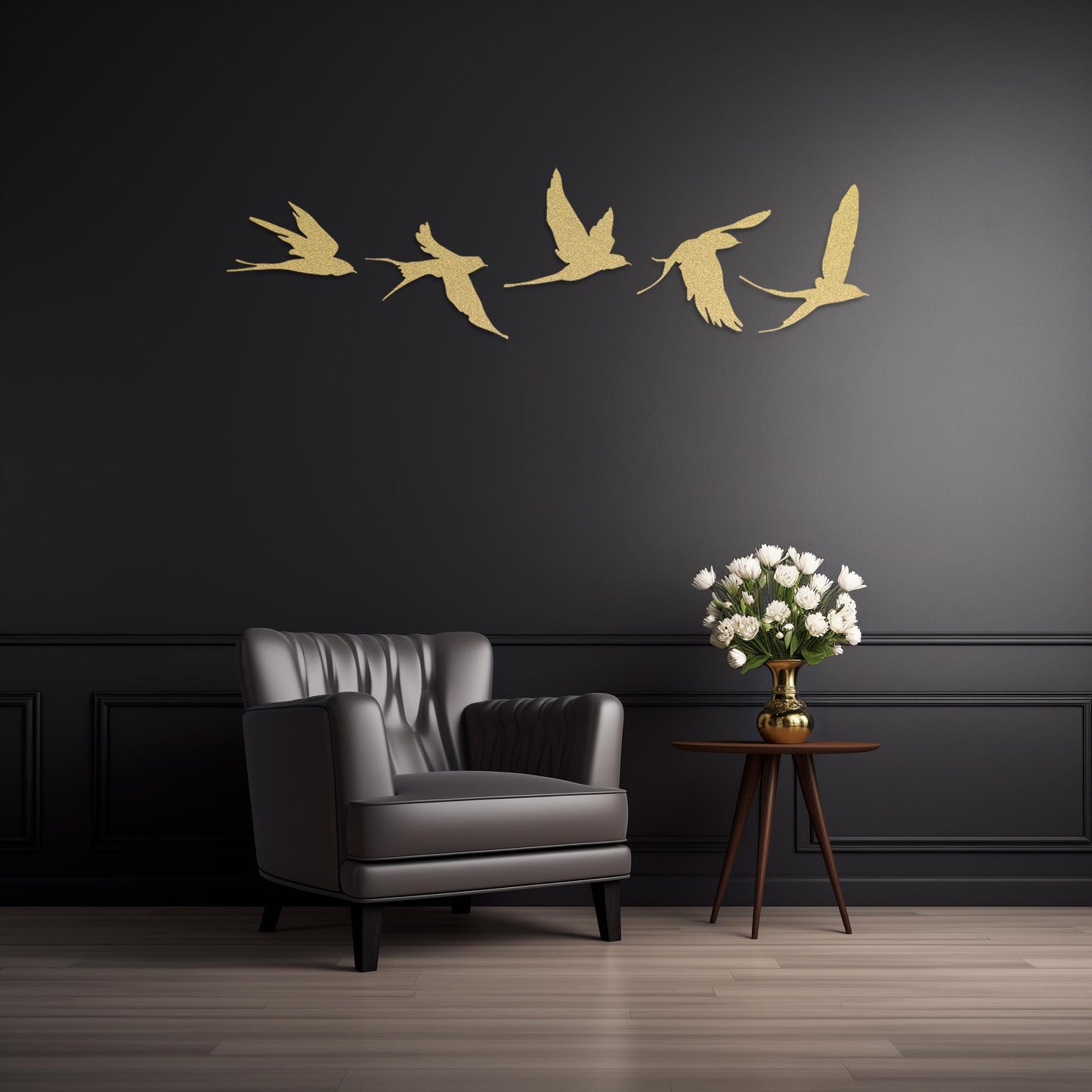 Set Of 5 Flying Birds Steel Wall Art  Flock Of Birds Decor  Decorative Metal Sign  Wall Hanging Sculpture  Indoor & Outdoor Decoration