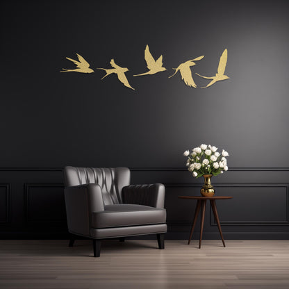 Set Of 5 Flying Birds Steel Wall Art  Flock Of Birds Decor  Decorative Metal Sign  Wall Hanging Sculpture  Indoor & Outdoor Decoration