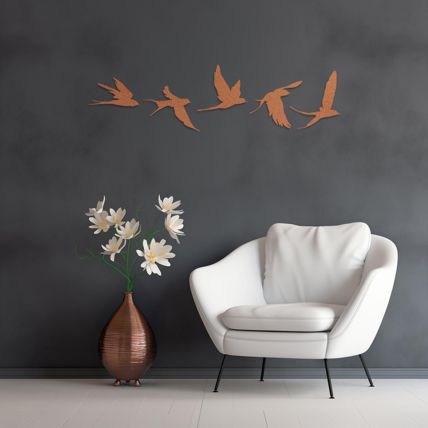 Set Of 5 Flying Birds Steel Wall Art  Flock Of Birds Decor  Decorative Metal Sign  Wall Hanging Sculpture  Indoor & Outdoor Decoration