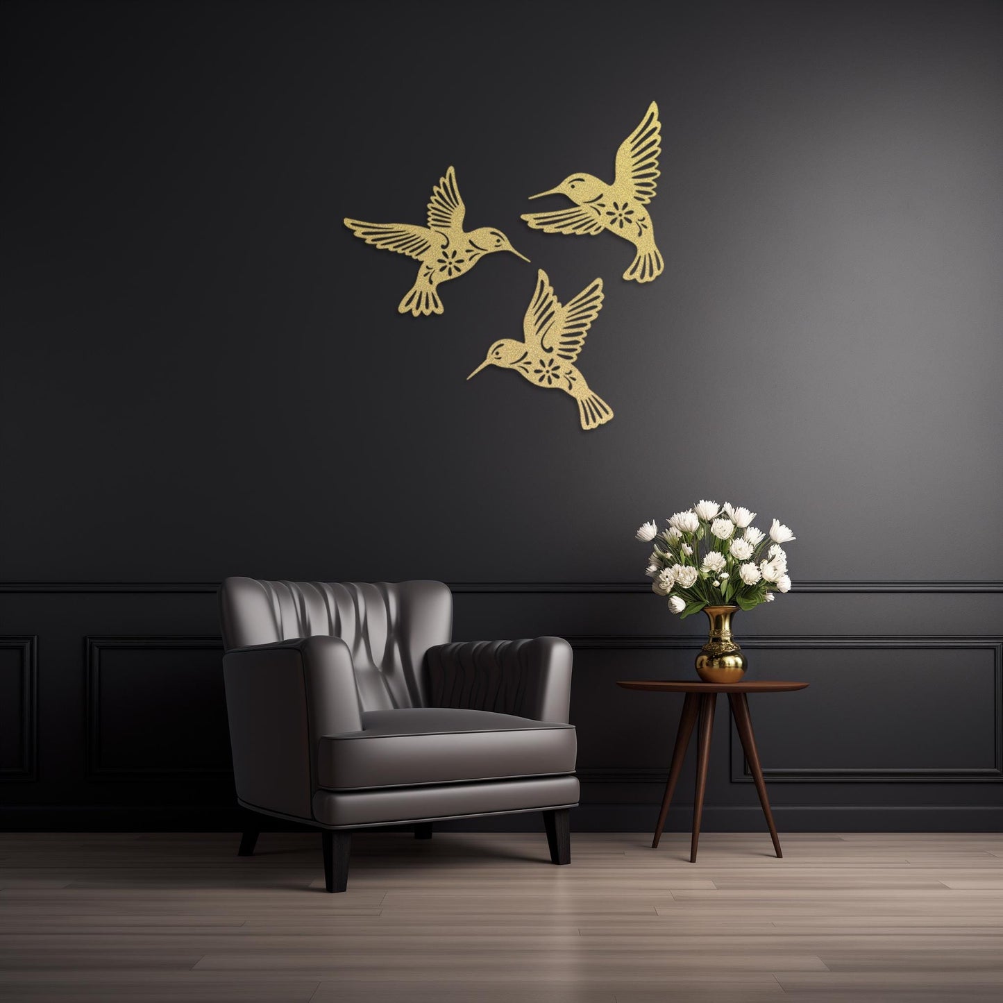 Set Of 3 Hummingbirds Steel Wall Art  Flock Of Birds Decor  Decorative Metal Sign  Wall Hanging Sculpture  Indoor & Outdoor Decoration