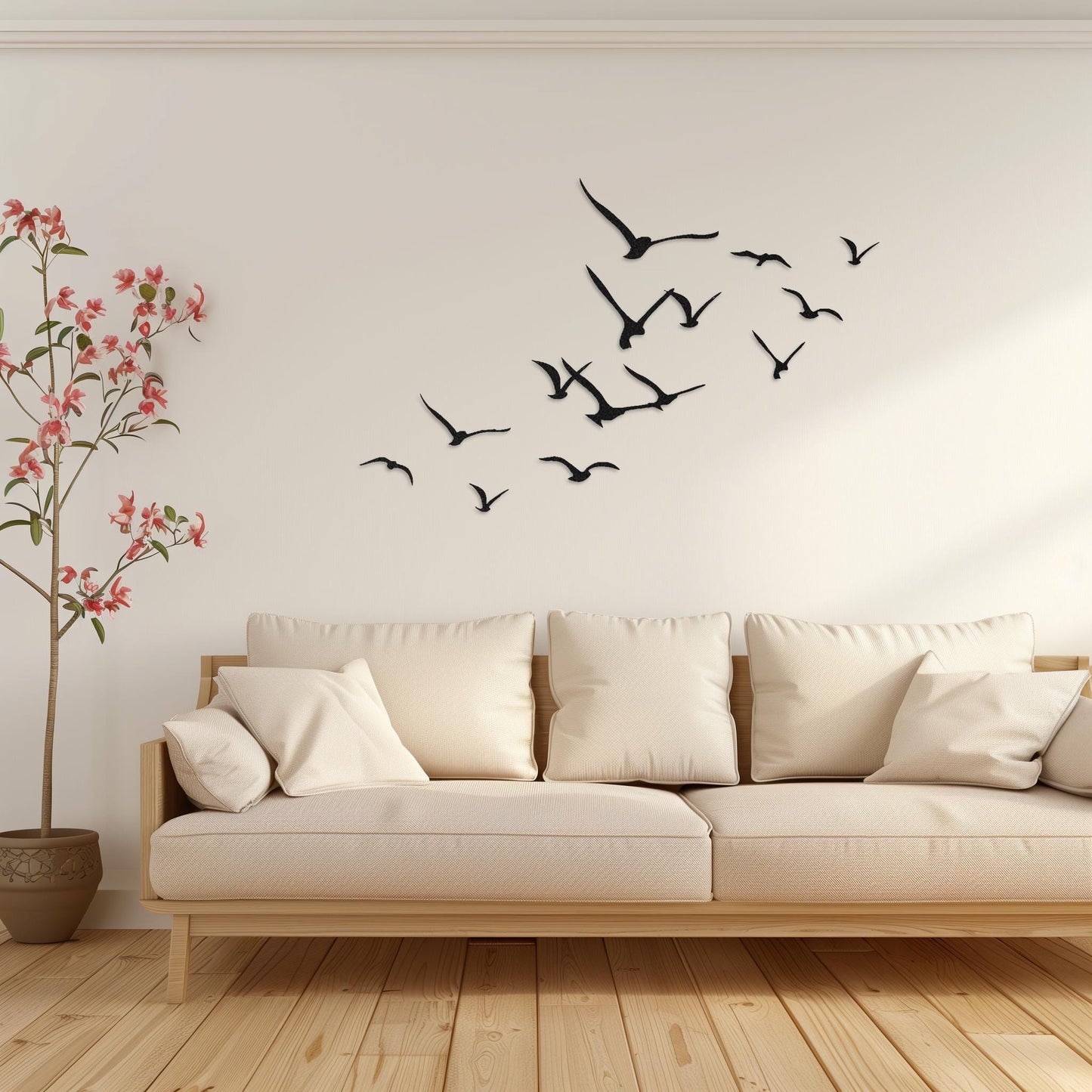 Set Of 14 Flying Birds Steel Wall Art  Flock Of Birds Decor  Decorative Metal Sign  Wall Hanging Sculpture  Indoor & Outdoor Decoration