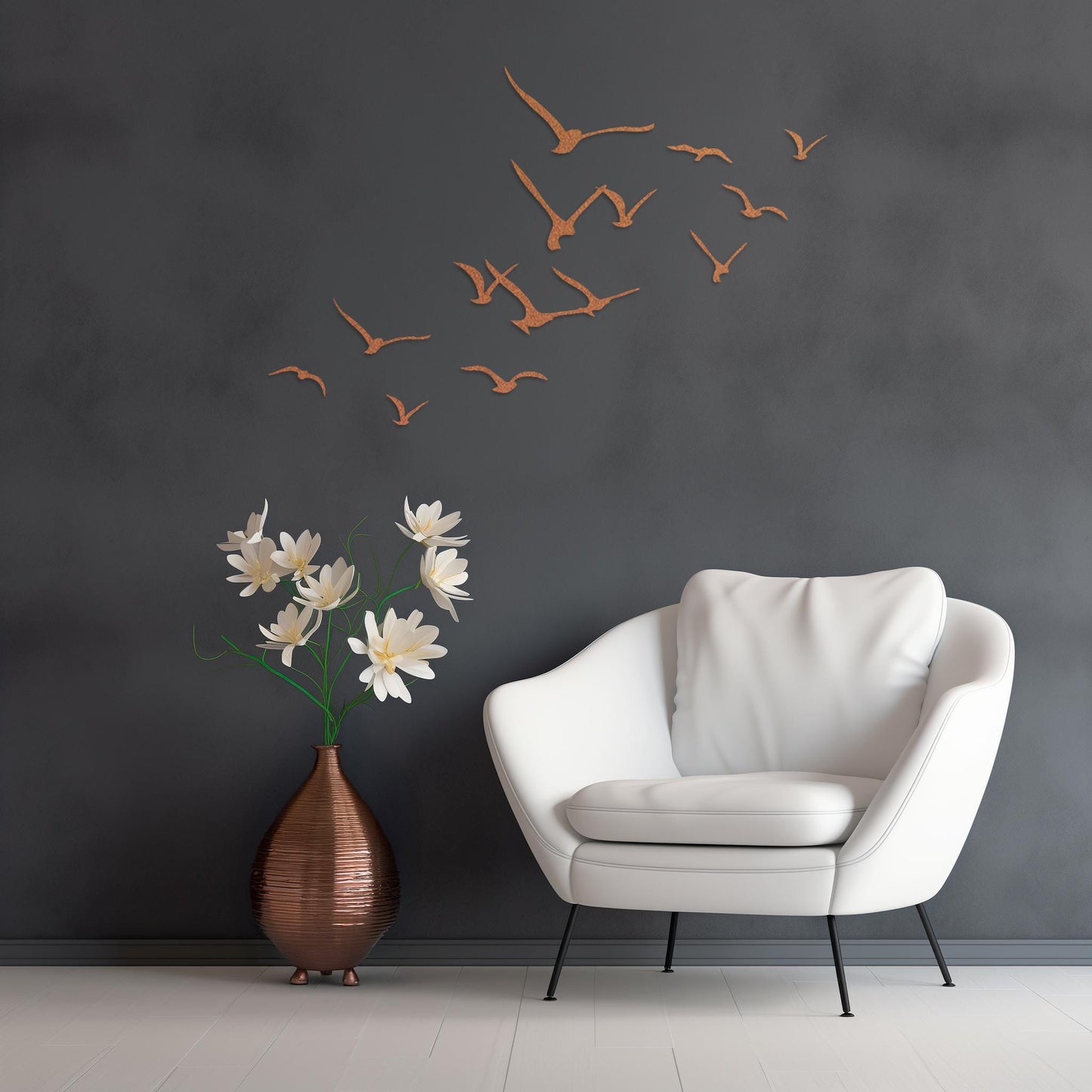 Set Of 14 Flying Birds Steel Wall Art  Flock Of Birds Decor  Decorative Metal Sign  Wall Hanging Sculpture  Indoor & Outdoor Decoration