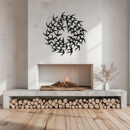 Flying Birds Steel Wall Art  Flock Of Birds Decor  Decorative Swallows Metal Sign  Wall Hanging Sculpture  Indoor & Outdoor Decoration