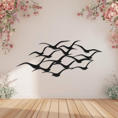 Flying Birds Steel Wall Art  Flock Of Birds Decor  Decorative Seagull Metal Sign  Wall Hanging Sculpture  Indoor & Outdoor Decoration