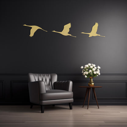 Set Of 3 Flying Birds Steel Wall Art  Flock Of Birds Decor  Decorative Metal Sign  Wall Hanging Sculpture  Indoor & Outdoor Decoration